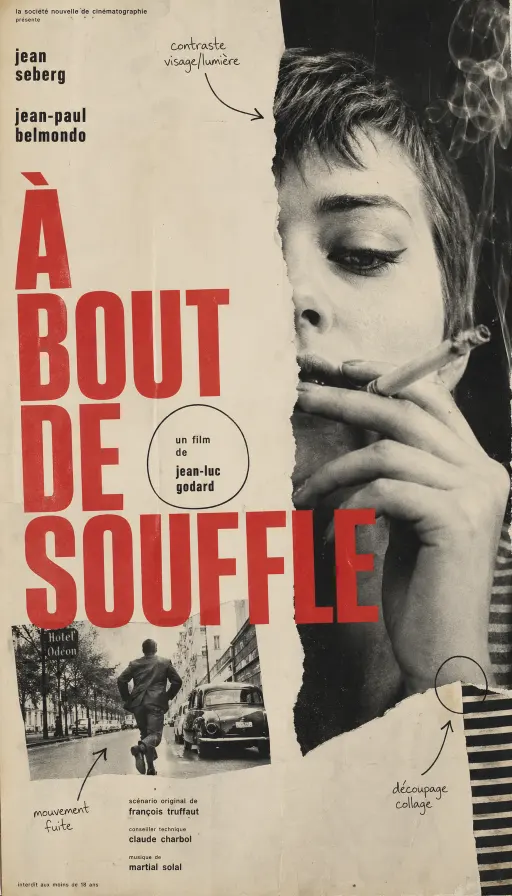 1960s French New Wave theatrical poster, bold phot